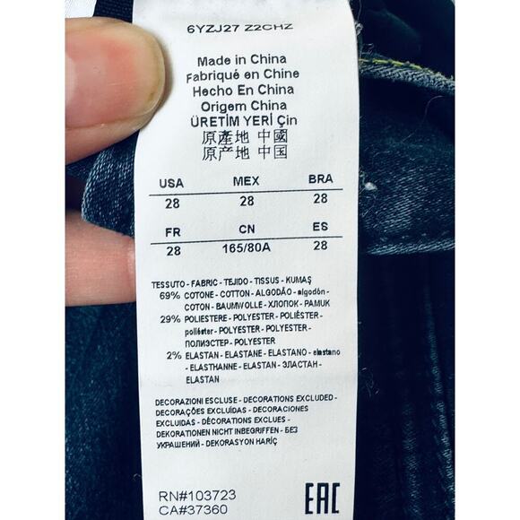 A/X Armani Exchange Dark Blue Moto Biker Slim Fit Button Fly Jeans Men's 28R - Picture 7 of 8